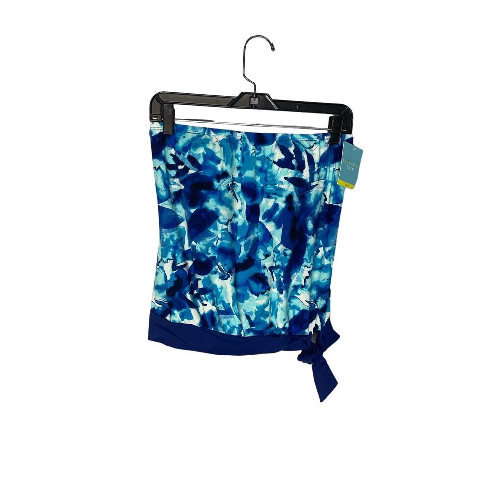 Blue Abstract Print Women's Swim Sarong with Side Tie